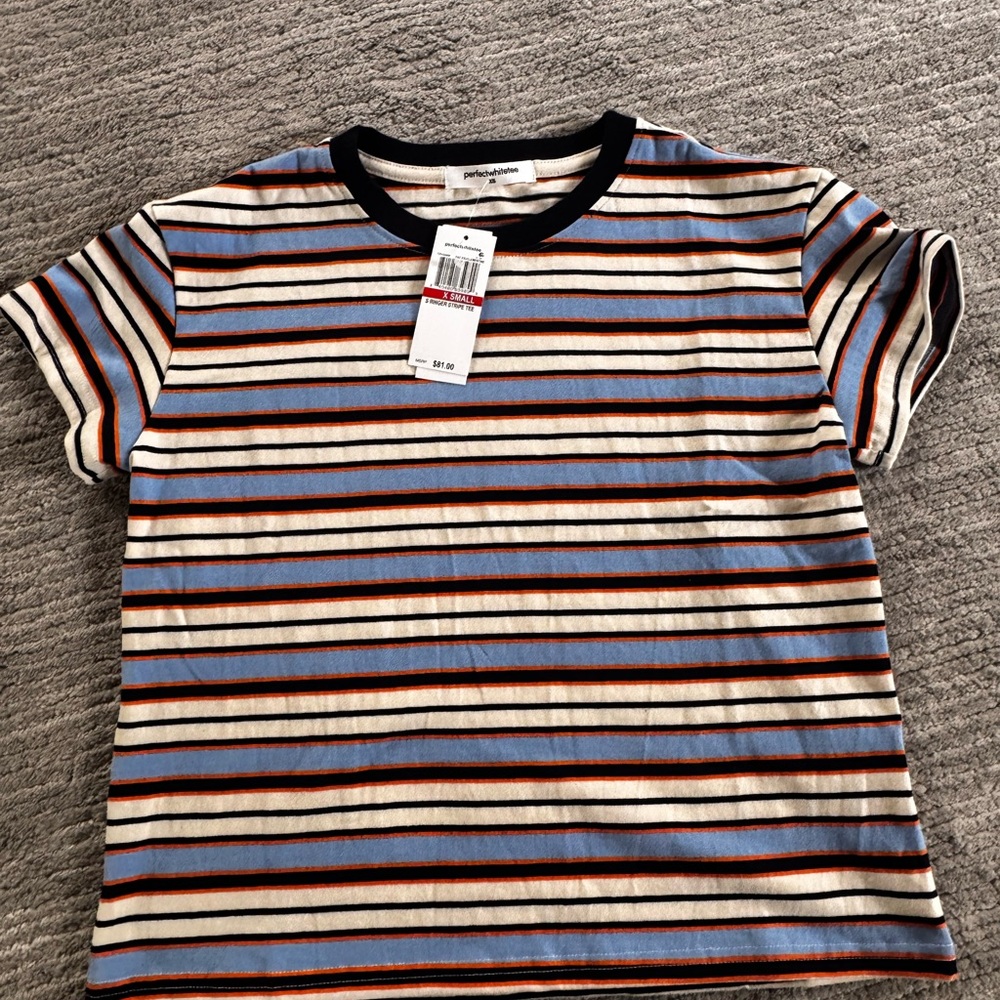 Perfectwhitetee Striped Crewneck Tee - Picture 3 of 4